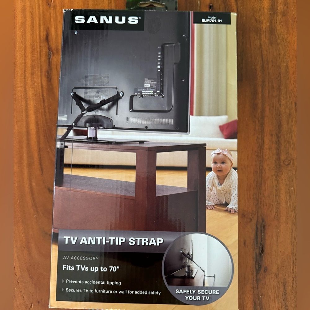 Sanus TV Anti-Tip Strap Fits Flat Panel TVs up to 70" Baby Safety ELM701-B1